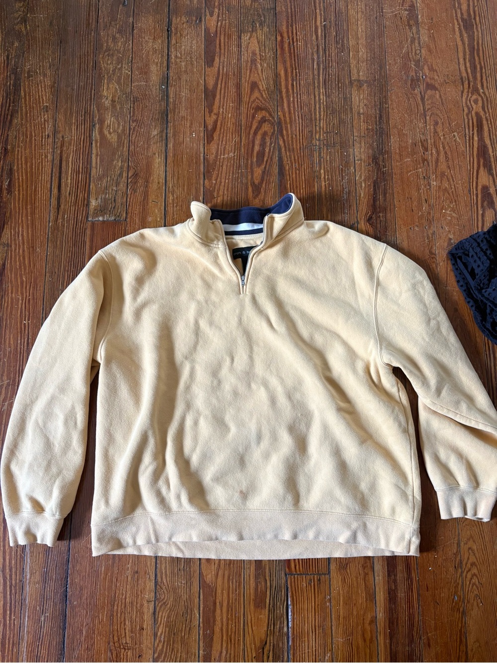 croft & barrow Men's Butter Yellow Quarter-Zip Pullover with Navy Trim